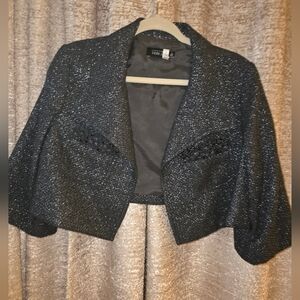 Teri Jon Sparkling Black Cropped Blazer